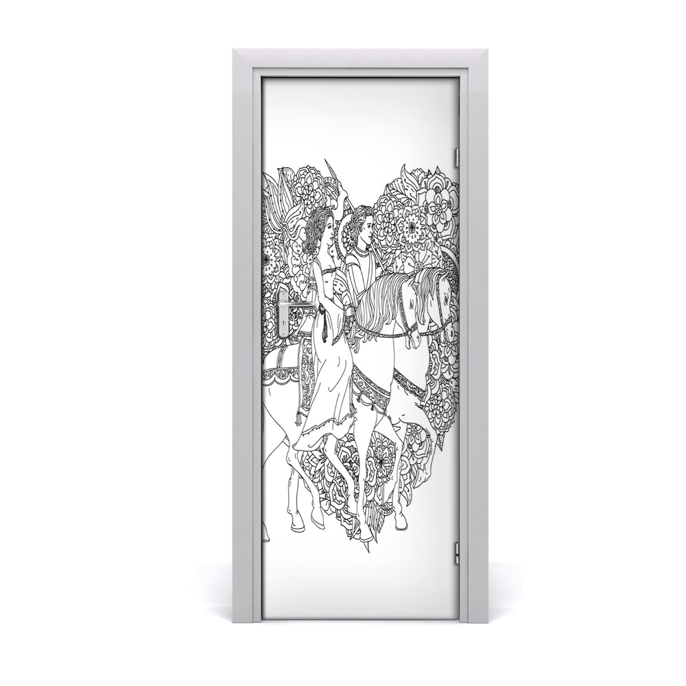 Samolepící tapeta na dveře Zaljubljeni konji u srce