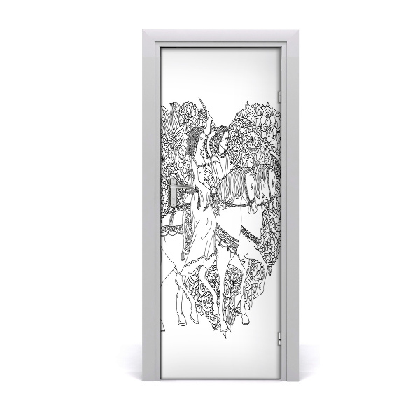 Samolepící tapeta na dveře Zaljubljeni konji u srce