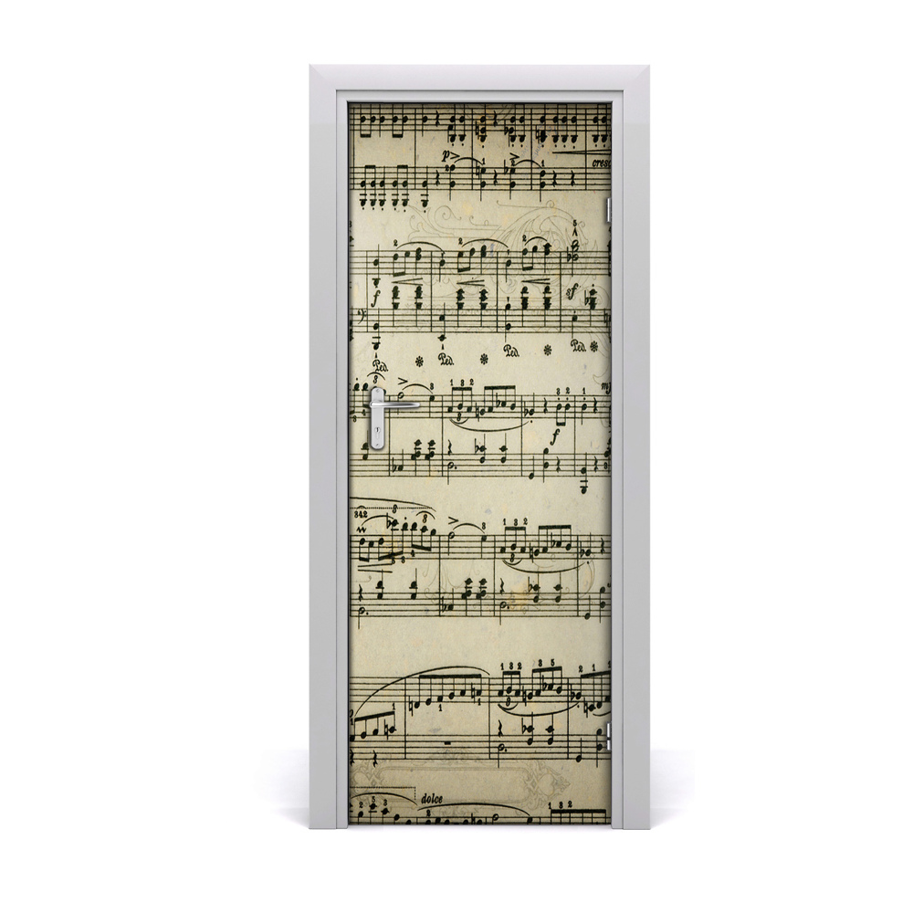 Tapeta na dveře s 3d efektem Glazbene note na bež štapu