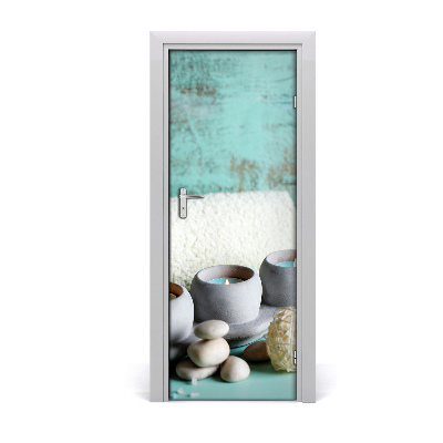 Tapeta na dveře s 3d efektem Svijeće i kamenje