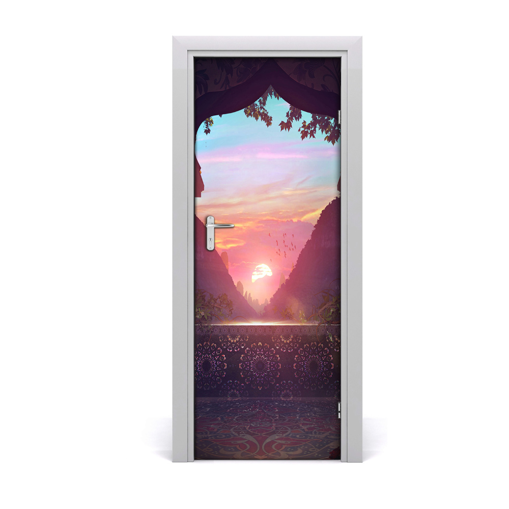 Tapeta na dveře s 3d efektem Ružičasti izlazak sunca