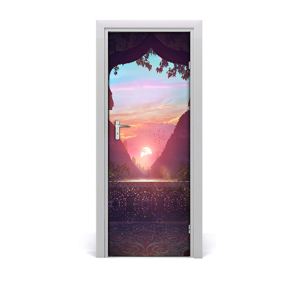 Tapeta na dveře s 3d efektem Ružičasti izlazak sunca