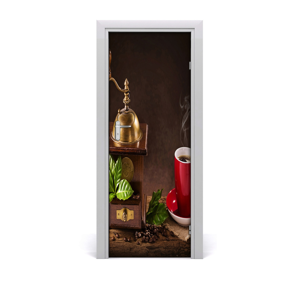 Tapeta na dveře s 3d efektem Kava s mlincem
