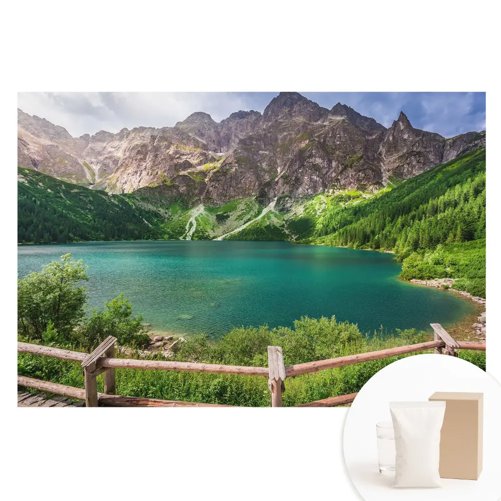 Netkaná fototapeta Horské jezero obklopené zelení