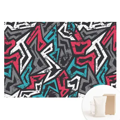 Netkaná tapeta s geometrickým graffiti potiskem