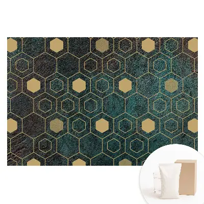 Netkaná tapeta s geometrickými šestiúhelníky na tmavém pozadí