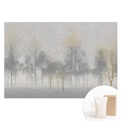 Fototapeta na netkané textilii s motivem jemné lesní scenérie v minimalistickém stylu