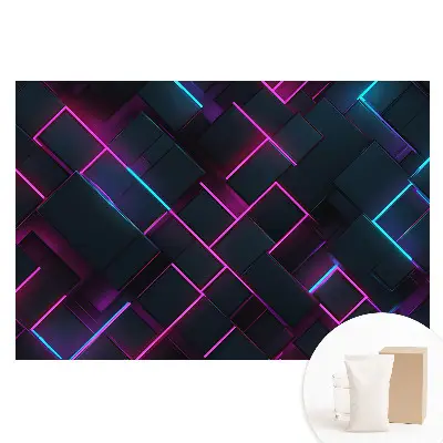 Netkaná tapeta s motivem geometrických tvarů s neonovým podsvícením