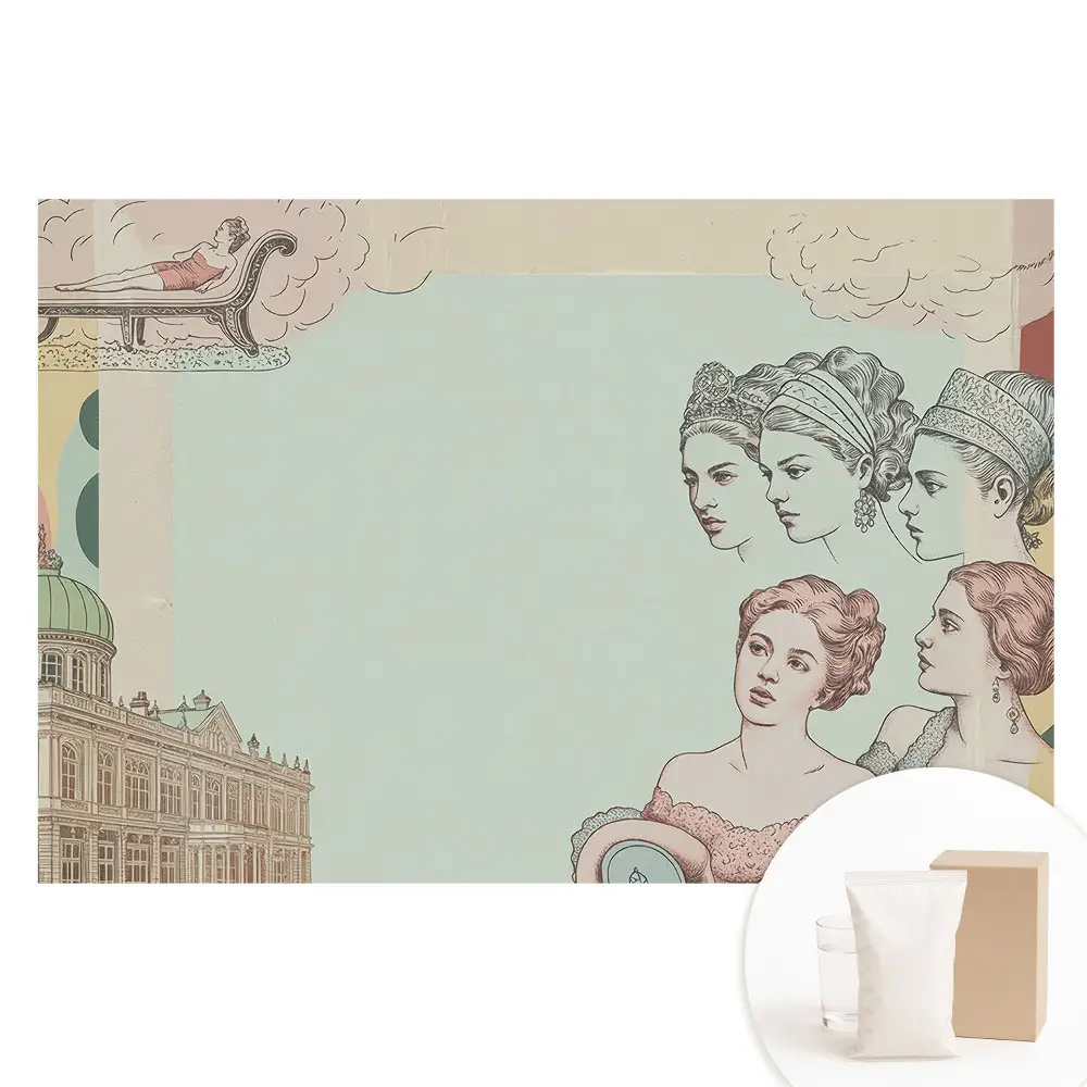 Velká fototapeta na zeď s motivem stylové pastelové historické koláže