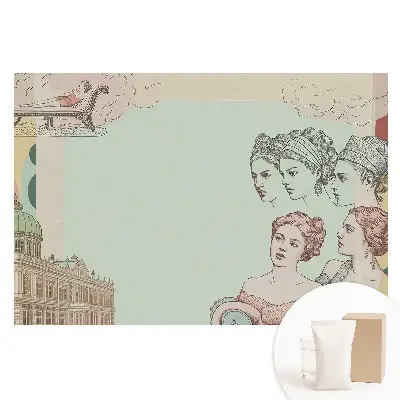 Velká fototapeta na zeď s motivem stylové pastelové historické koláže