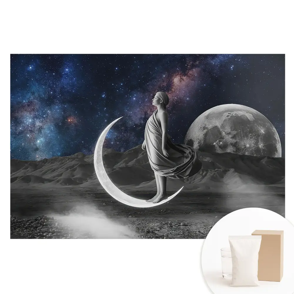 Fototapeta na vliesu Kosmická elegance mystické ženy a měsíce