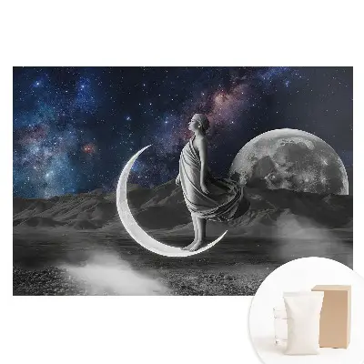 Fototapeta na vliesu Kosmická elegance mystické ženy a měsíce