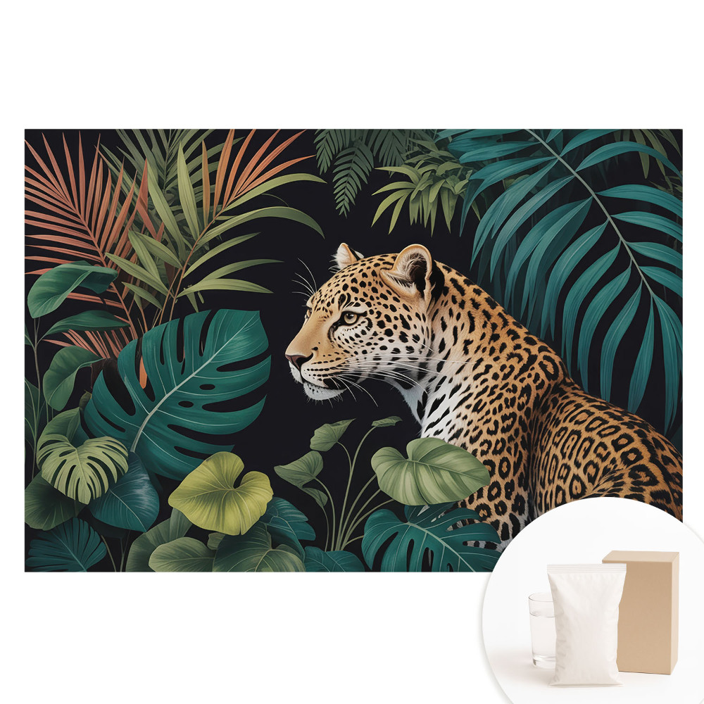 Fototapeta s potiskem na netkané textilii Leopard mezi listím džungle