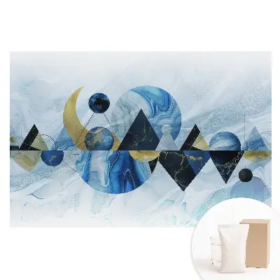 Netkaná tapeta s geometrickými tvary v modrých odstínech