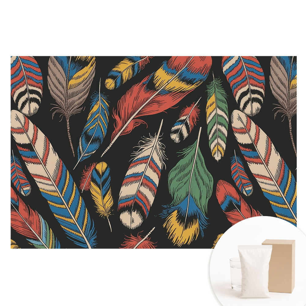 Velká fototapeta na zeď Barevné peří v boho stylu