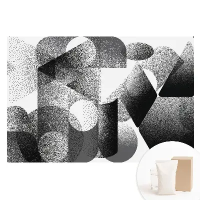 Fototapeta na netkané textilii s motivem abstraktních geometrických tvarů v černé a šedé barvě