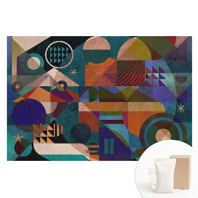 Netkaná tapeta s barevnou geometrickou abstrakcí