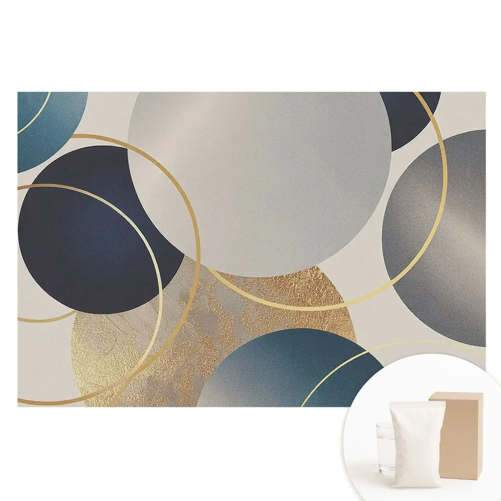 Fototapeta na vliesu s geometrickými kruhovými motivy v šedomodrých tónech
