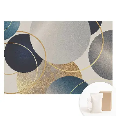 Fototapeta na vliesu s geometrickými kruhovými motivy v šedomodrých tónech