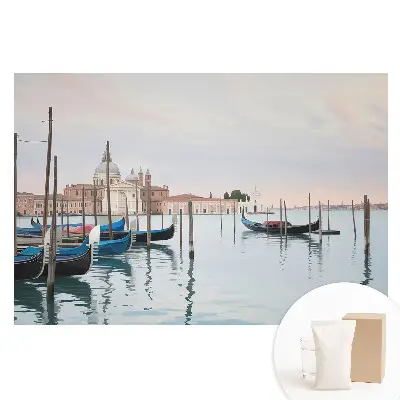 Fototapeta na netkané textilii Okouzlující laguna s gondolami v pastelových barvách