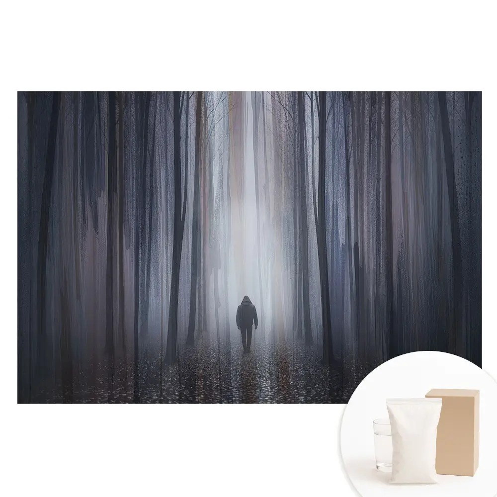 Fototapeta na vliesu Osamělá postava v tajemném lese