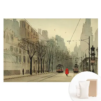 Netkaná fototapeta Město v podzimním ránu s klasickou symetrií