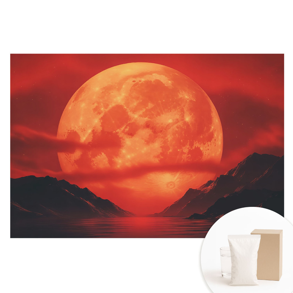 Velká fototapeta na zeď Měsíc nad horami, syté barvy