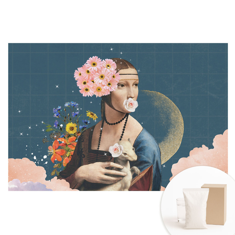 Netkaná tapeta s potiskem Květinový surrealistický portrét