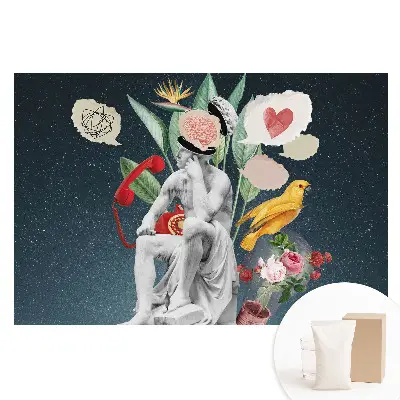 Netkaná tapeta s kreativní surrealistickou koláží