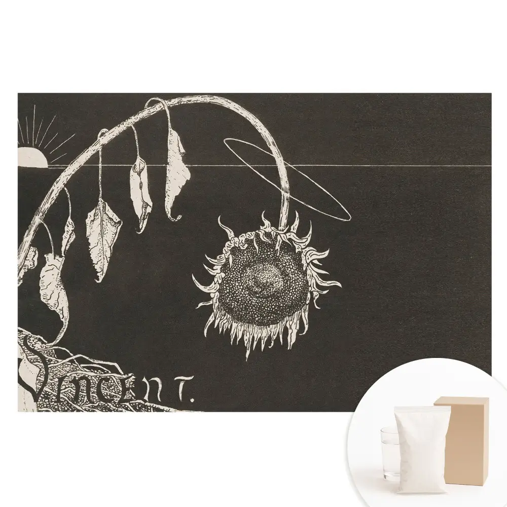 Velká fototapeta na zeď s motivem nostalgických uvadlých slunečnic ve vintage stylu