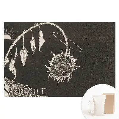 Velká fototapeta na zeď s motivem nostalgických uvadlých slunečnic ve vintage stylu