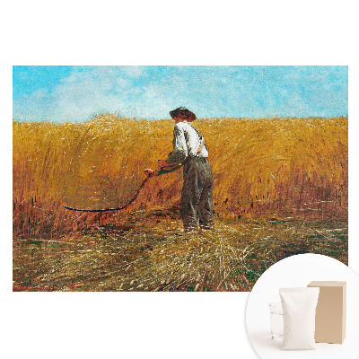 Fototapeta s potiskem na netkané textilii Farmář v pšeničném poli pod modrou oblohou