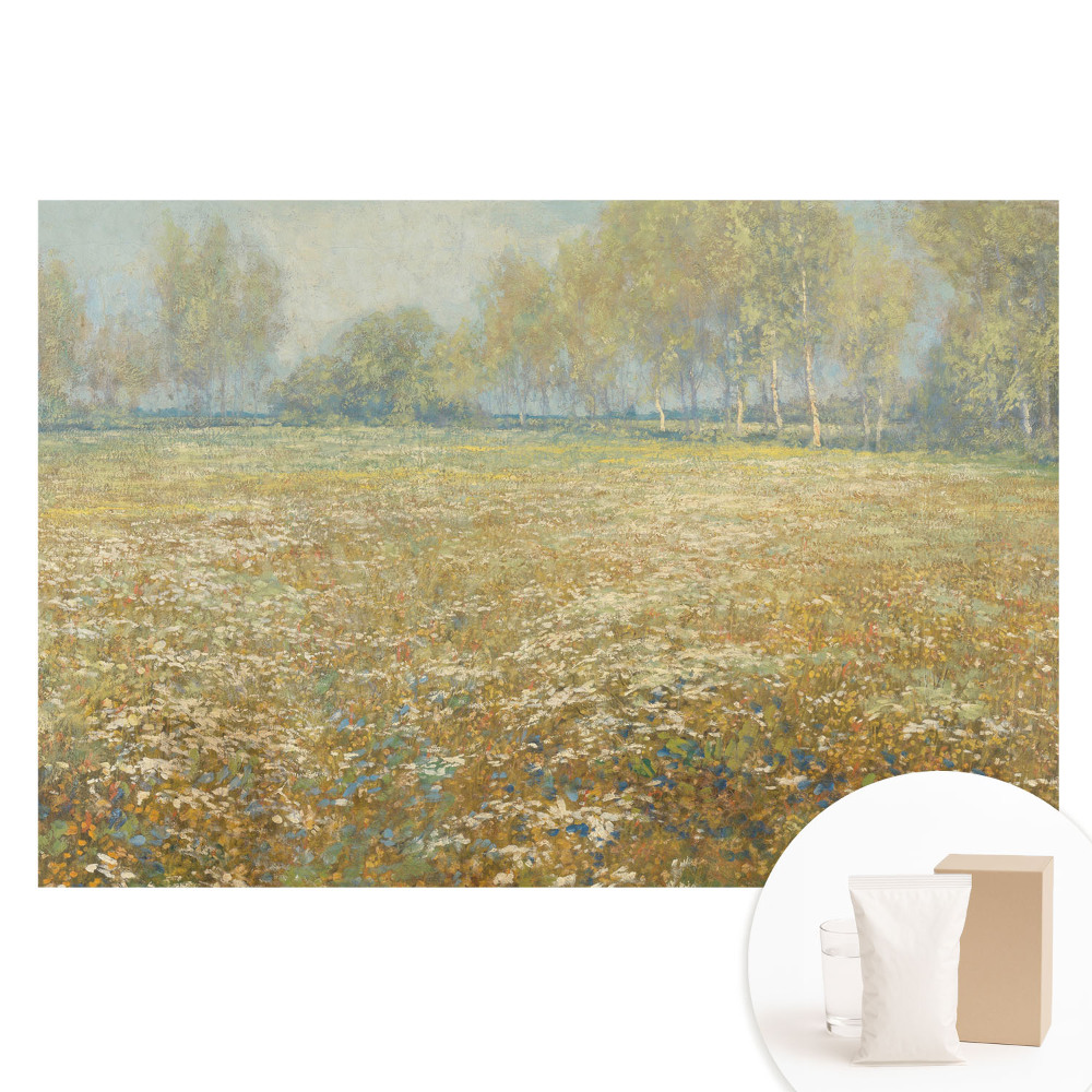 Fotografická tapeta na netkané textilii Květinová krajina poblíž lesa