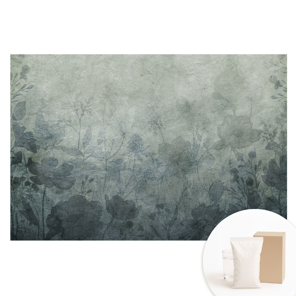 Fototapeta s potiskem na netkané textilii Květinové motivy na šedém pozadí