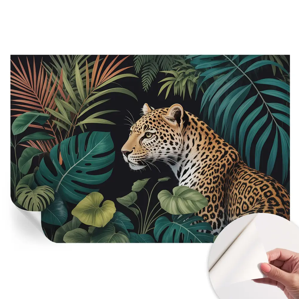 Moderní fototapeta do obývacího pokoje s motivem exotického leoparda