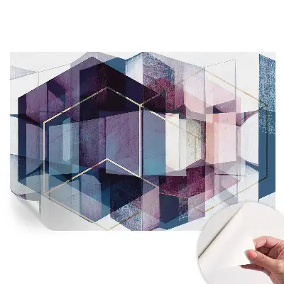 Samolepicí tapeta geometrické kostky do obývacího pokoje