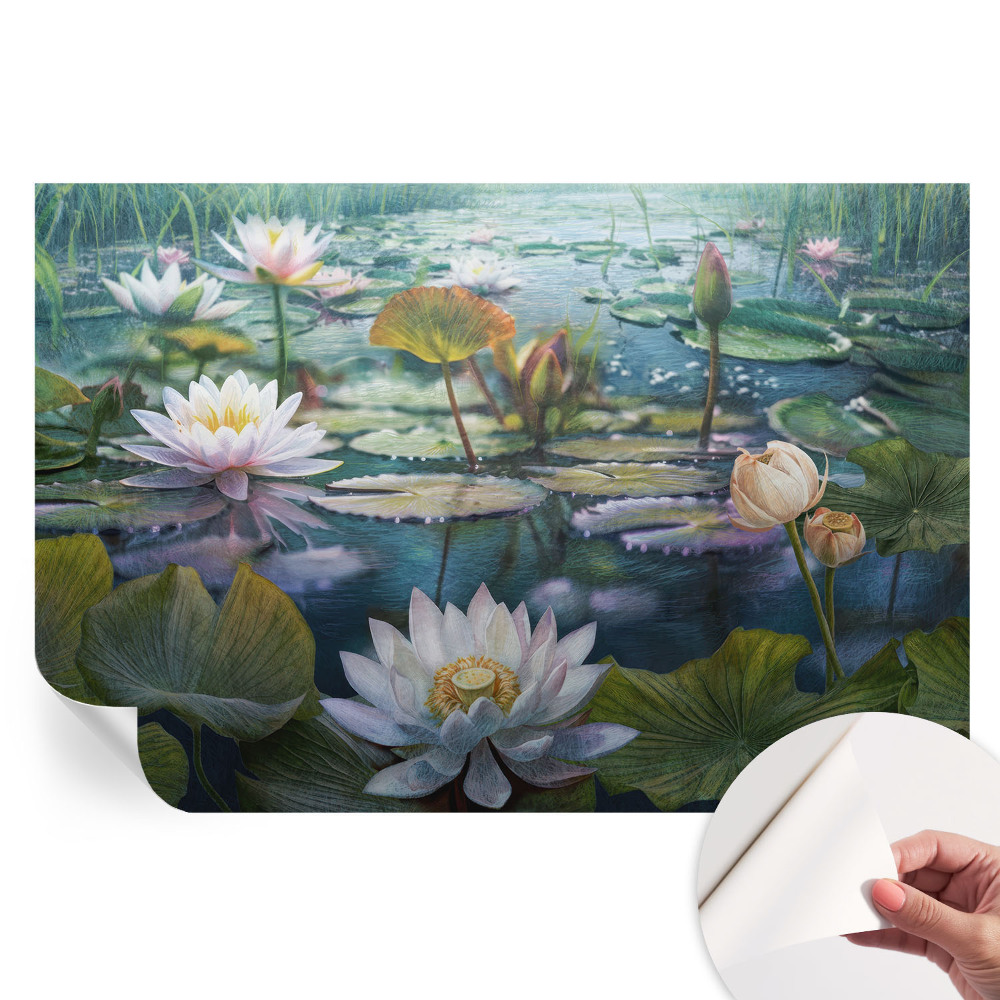 Moderní fototapeta do obývacího pokoje Květiny v jezírku