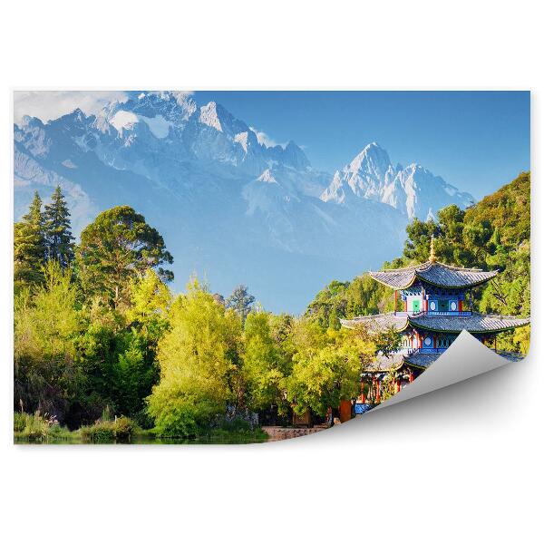 Fototapeta Pavilon Asie příroda rostliny zasněžené hory