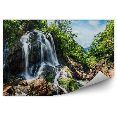 Fototapeta na zeď Lesní příroda zelený vodopád skály