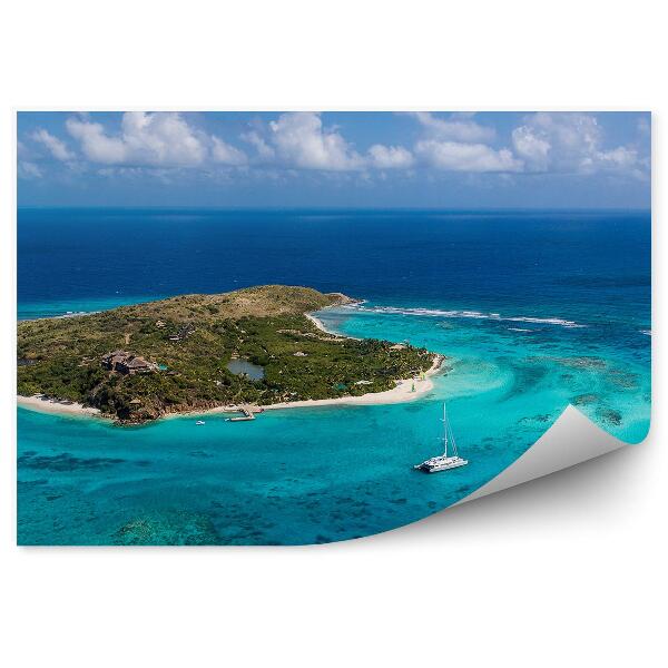 Samolepící fototapeta Zelený ostrov v útesu mořské lodi