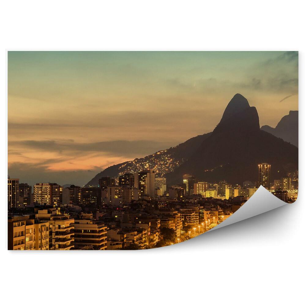 Fototapeta Rio De Janeiro panorama mrakodrapy světla hory stromy nebe mraky