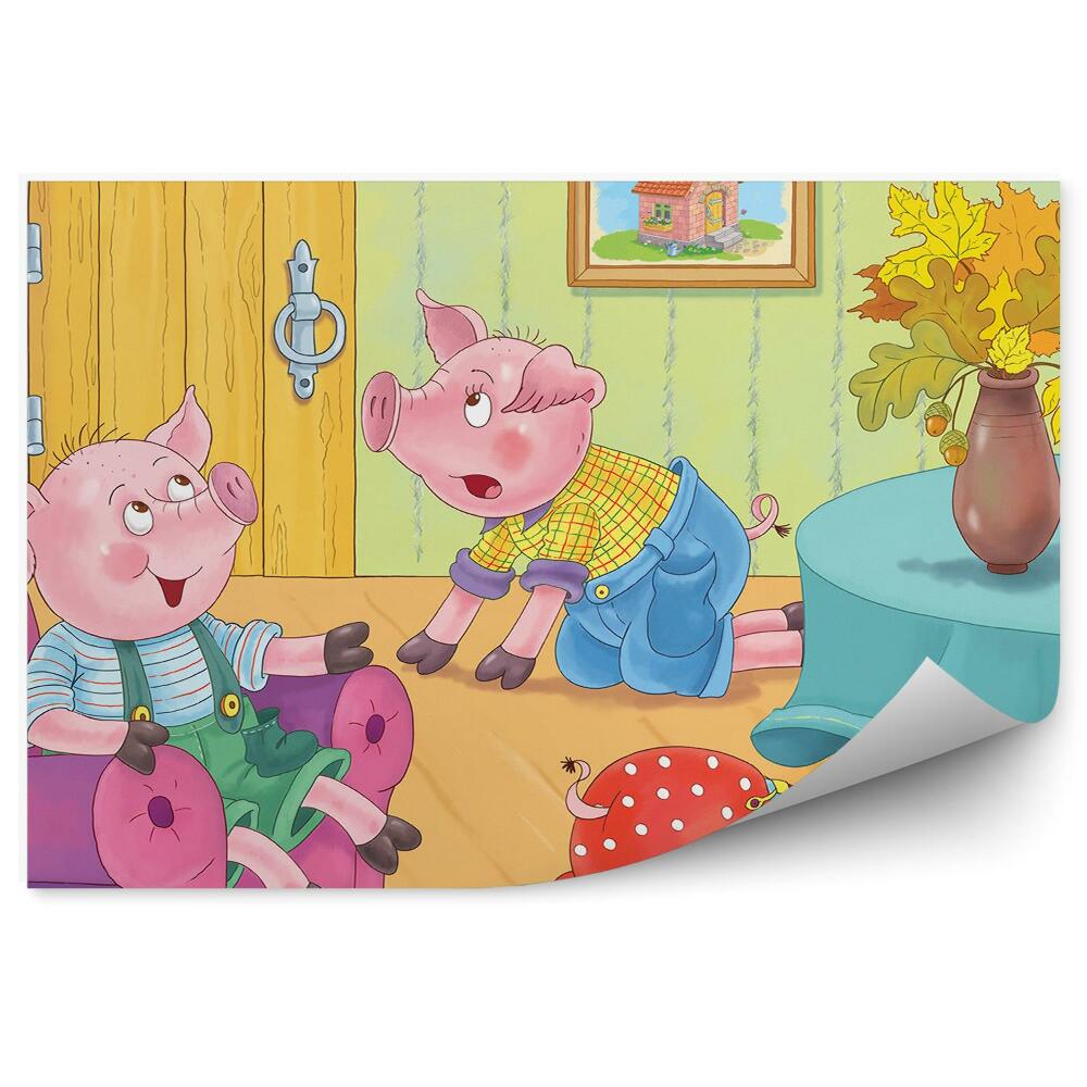 Fototapeta na zeď Tři prasátka v domečku na hraní