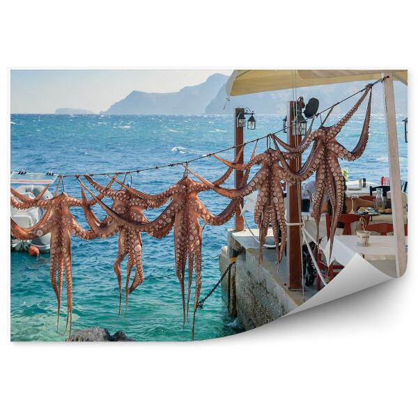 Fototapeta na zeď Mladý pár moře hory terasa Santorini Řecko