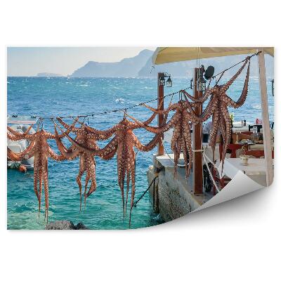 Fototapeta na zeď Mladý pár moře hory terasa Santorini Řecko