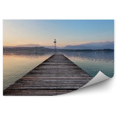 Fototapeta dřevěné molo jezero hory