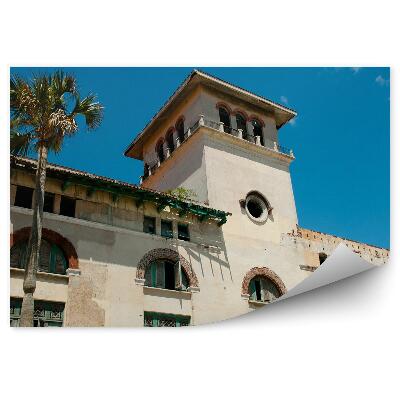 Samolepící fototapeta Celní budova Kuba palmy