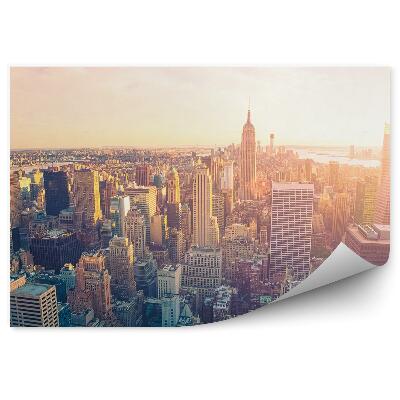 Fototapeta Letecký pohled mrakodrapy západ slunce New York nebe mraky