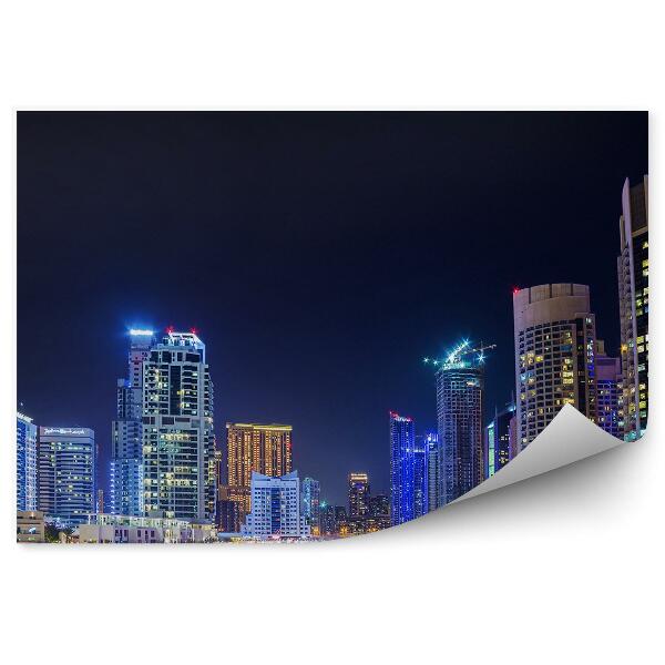 Fototapeta Panorama města mrakodrapy řeka palmy nebe