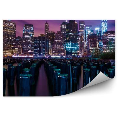 Fototapeta Mrakodrapy kmeny voda noční světla