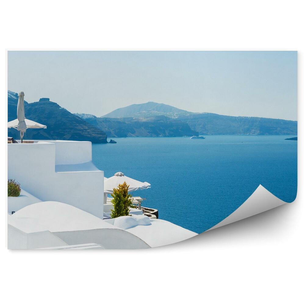 Tapeta na zeď Chobotnice jachty moře skály řecká taverna Santorini Řecko